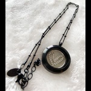 Origami Owl Black Medium Locket with Ball Chain